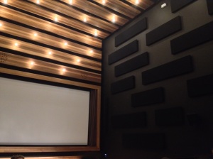The walls are covered with very efficient sound proofing panels. Lighting is by LED bulbs.